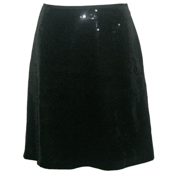 Ann Taylor Skirt Black Sequin Pencil Glam Party Work Goth alt Coquette egirl 2 - Picture 1 of 8